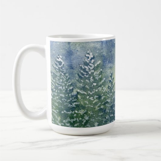 Mug Snowy Forest Watercolor Scène (Gauche)