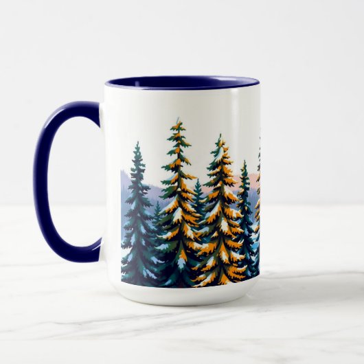 Mug Snowy Pine Forest Yellowstone Winter Aesthetic (Gauche)