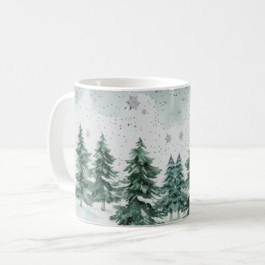 Mug Snowy Pine Tree Winter Scene | Christmas Gift (Devant gauche)