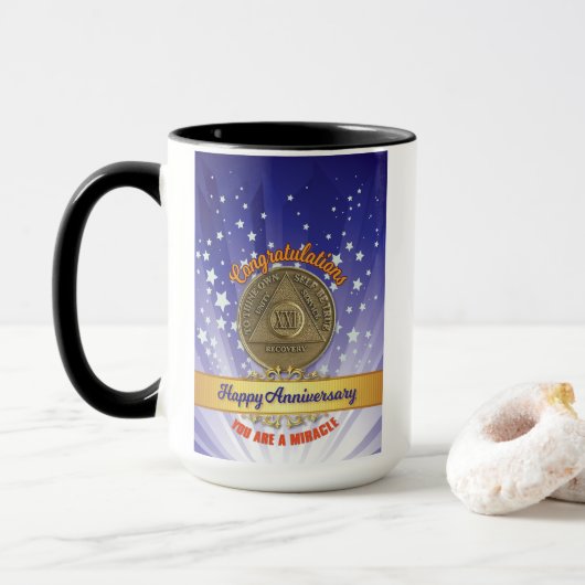 Mug Sober 21 ans - Vous êtes un Miracle Personnalisé N (Avec donut)