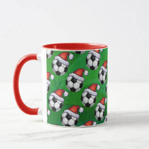 Mug Soccer Ball Santa Hat Motif sur Vert