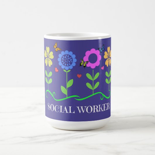 Mug "Social Worker," Graphic Spring Flowers (Centre)