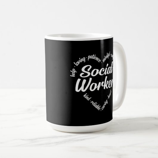 Mug Social Worker Heart Word Cloud (Devant droit)