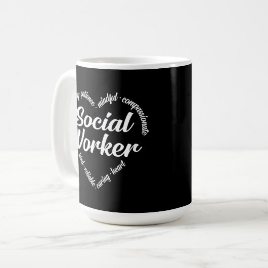 Mug Social Worker Heart Word Cloud (Devant gauche)