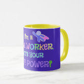 Mug Social Worker, Pastel Texte Funky Design (Devant droit)