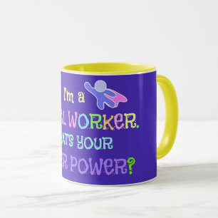 Mug Social Worker, Pastel Texte Funky Design