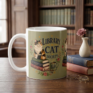 Mug Société de chats de bibliothèque Calico littéraire