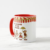 Mug Sock Monkey Circus 4 Enfants Noms Parent Cadeau (Devant gauche)