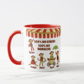 Mug Sock Monkey Circus 5 Enfants Noms Parent Cadeau (Gauche)