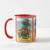 Mug SOCK MONKEY RED BIKINI, AU CARTOON DE PLAGE Drôle (Gauche)