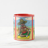 Mug SOCK MONKEY RED BIKINI, AU CARTOON DE PLAGE Drôle (Centre)