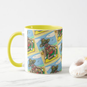 Mug SOCK MONKEY RED BIKINI, AU CARTOON DE PLAGE Drôle