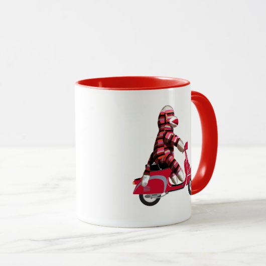 Mug Sock Monkey sur Red Moped (Devant droit)