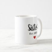 Mug Soeur de script Cursive Mignonne Année Établie Coe (Devant droit)
