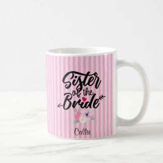 Mug Soeur florale personnalisée de la mariée