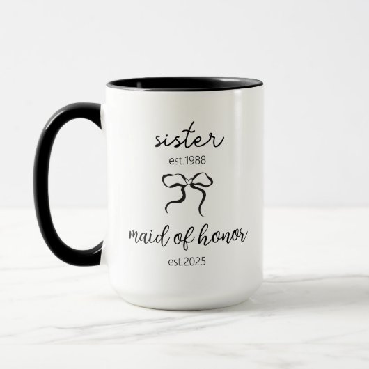 Mug Soeur Maid of Honor, Cadeau Mariage, Fête des mari (Gauche)
