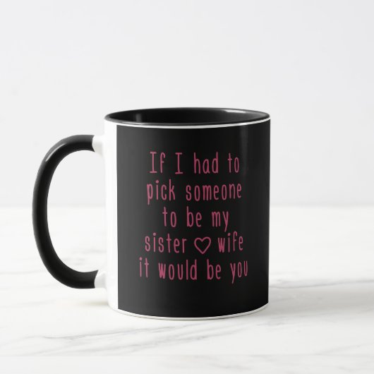 Mug Soeur romantique noire d'amour de citation rose et (Gauche)