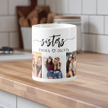 Mug Soeurs 3 Photo Collage Keepsaké Cadeau<br><div class="desc">Célébrez le lien spécial de la soeurs avec la Mug à café cadeau de conserves de collection 3 Photo Sisters. Cette belle tasse présente un collage de trois photos chères, capturant des moments mémorables partagés avec vos soeurs. Fabriqué avec des matériaux de qualité, il est parfait pour siroter vos boissons...</div>