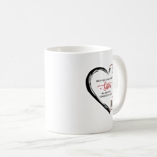 Mug Soeurs, Besties Seront Toujours Connectés Par Coeu (Devant droit)