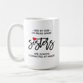 Mug Sœurs Cœur Connéctées Côte à Côte Citation (Gauche)