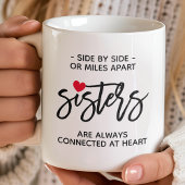 Mug Sœurs Cœur Connéctées Côte à Côte Citation