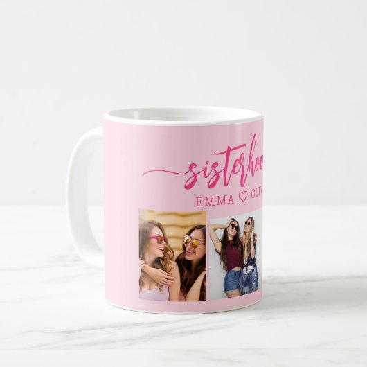 Mug Soeurs Hot Rose 3 Photo Collage (Devant gauche)