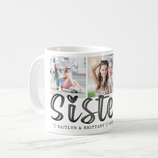 Mug Soeurs mignonnes Pour toujours Amis 3 Photos (Devant gauche)