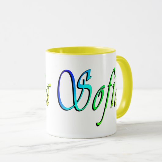 Mug Sofia, Nom, Logo multicolore, (Devant droit)