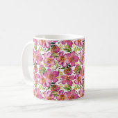 Mug Sofie Blooms-Aquarelle Rose Floral, Vert, Orange (Devant gauche)