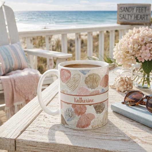 Mug Soft Coastal Seashell Beach Pattern