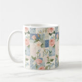 Mug Soft Feminine Florale Rose Et Patchwork Bleu (Gauche)