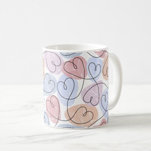 Mug Soft Hearts : Continuous Line Valentine's (Devant droit)