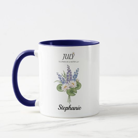 Mug Soft July Birth Flower – Personalized  (Gauche)