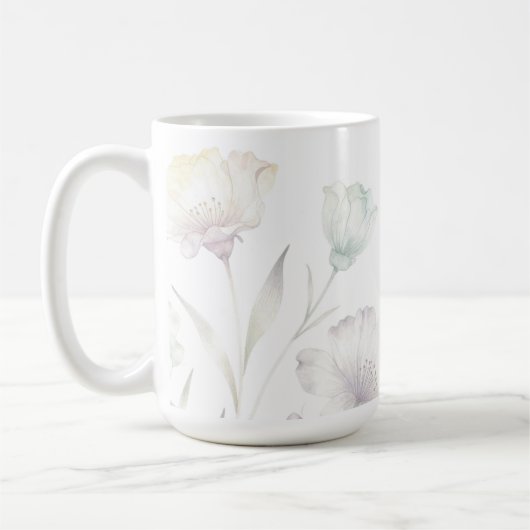 Mug Soft Pastel Wildflowers Watercolor Grace (Gauche)