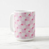 Mug Soft Pink Daisy Checkerboard Floral Pattern (Devant gauche)