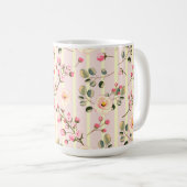 Mug Soft Pink Floral Stripe Pattern (Devant droit)