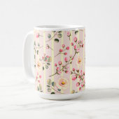 Mug Soft Pink Floral Stripe Pattern (Devant gauche)