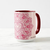 Mug Soft Pink Heart Mandala Intricate Custom (Devant droit)