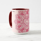 Mug Soft Pink Heart Mandala Intricate Custom (Devant gauche)