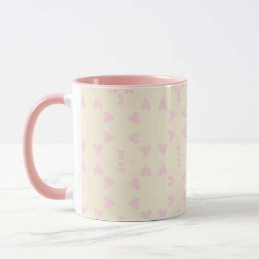 Mug Soft Pink Heart Pattern – Cute Aesthetic Seamless  (Gauche)