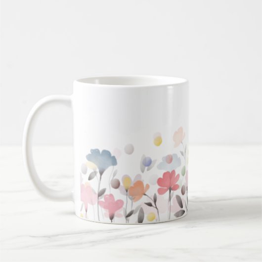 Mug Soft Pretty Watercolor Art Flowers (Gauche)