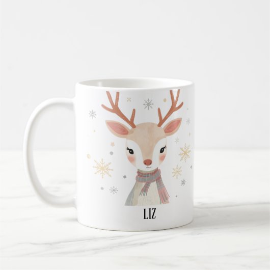 Mug Soft Reindeer Illustration | Gentle Christmas Art (Gauche)
