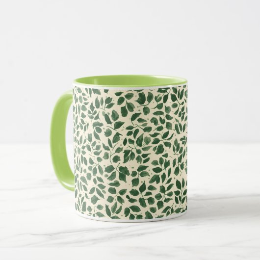 Mug Soft Sage Green Botanical Leaf Foliage Pattern (Devant gauche)