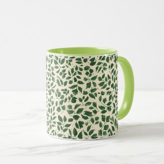 Mug Soft Sage Green Botanical Leaf Foliage Pattern (Devant droit)