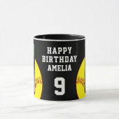 Mug Softball Ball Happy Birthday 2 Photos (Centre)