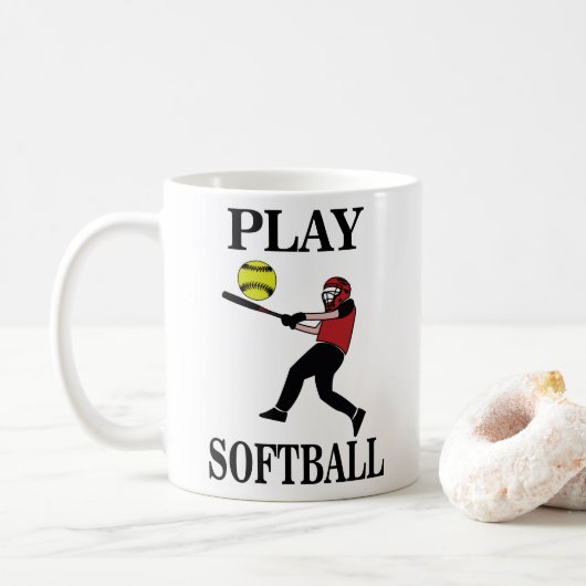Mug Softball Player Play Softball (Avec donut)