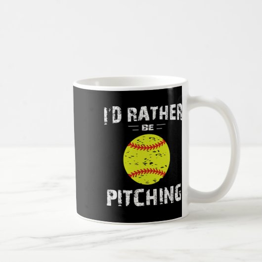 Mug Softball Shirts For Girls Pitcher, I'd Rather Be P (Droite)