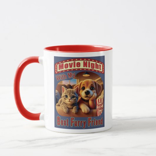 Mug Soirée Cinéma - Meilleur Ami à Fourrure - Chat et (Gauche)
