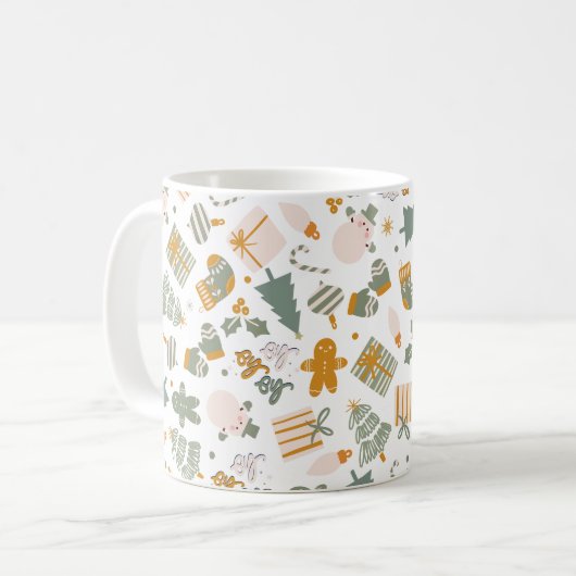 Mug Soirée de Noël Vert Et Or (Devant gauche)