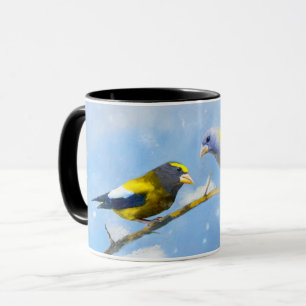 Mug Soirée Grosbeak Peinture - Cute Original Chien Art